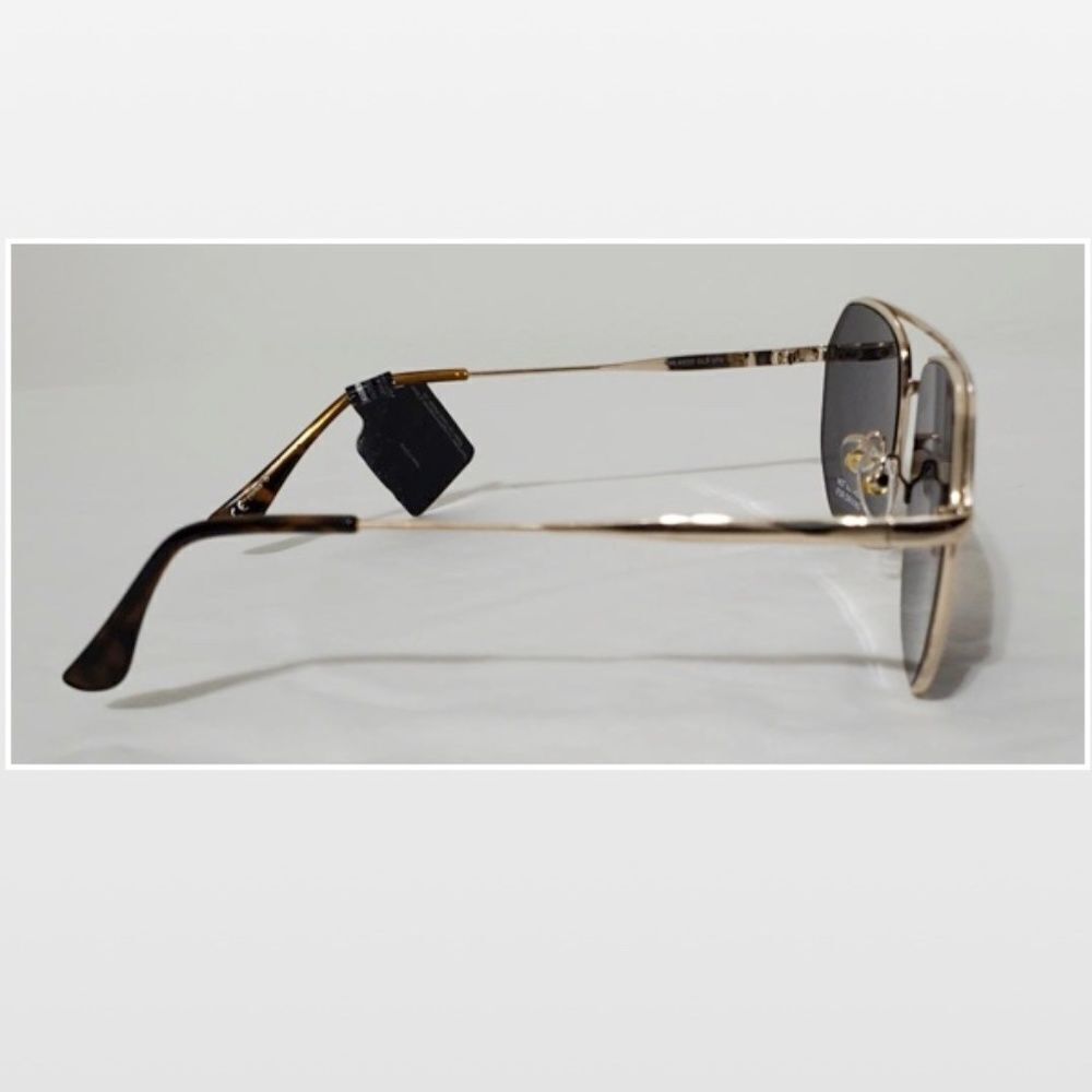 New Steve Madden Sunglasses Logo Printed Mirrored Aviators Black Gold NWT - Picture 7 of 16